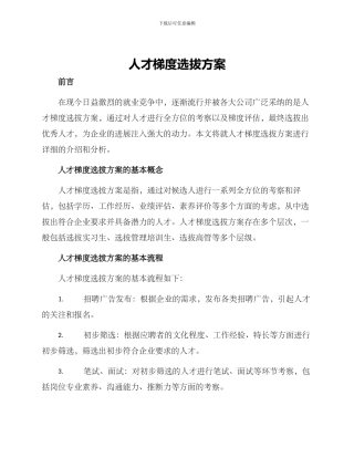 人才梯度选拔方案