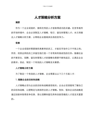 人才策略分析方案