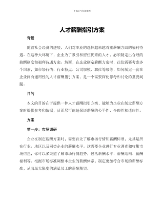 人才薪酬指引方案