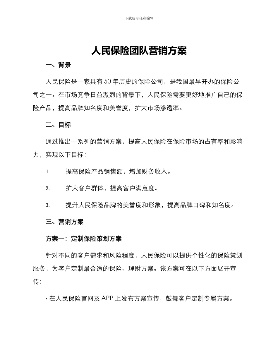 人民保险团队营销方案_第1页