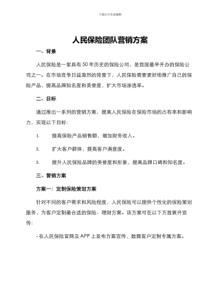 人民保险团队营销方案