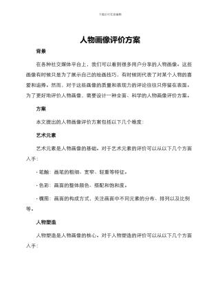 人物画像评价方案