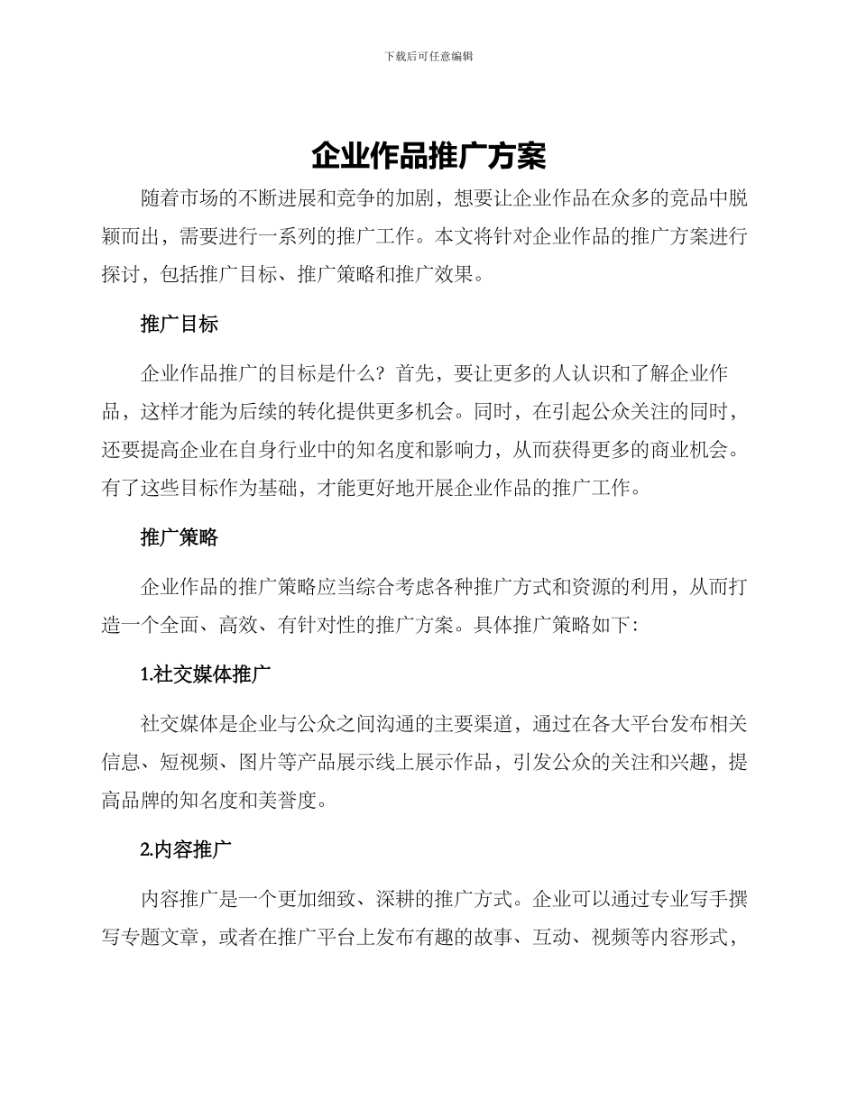 企业作品推广方案_第1页