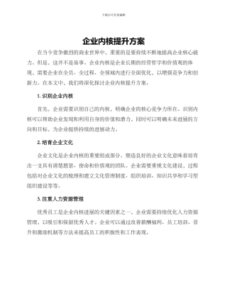 企业内核提升方案