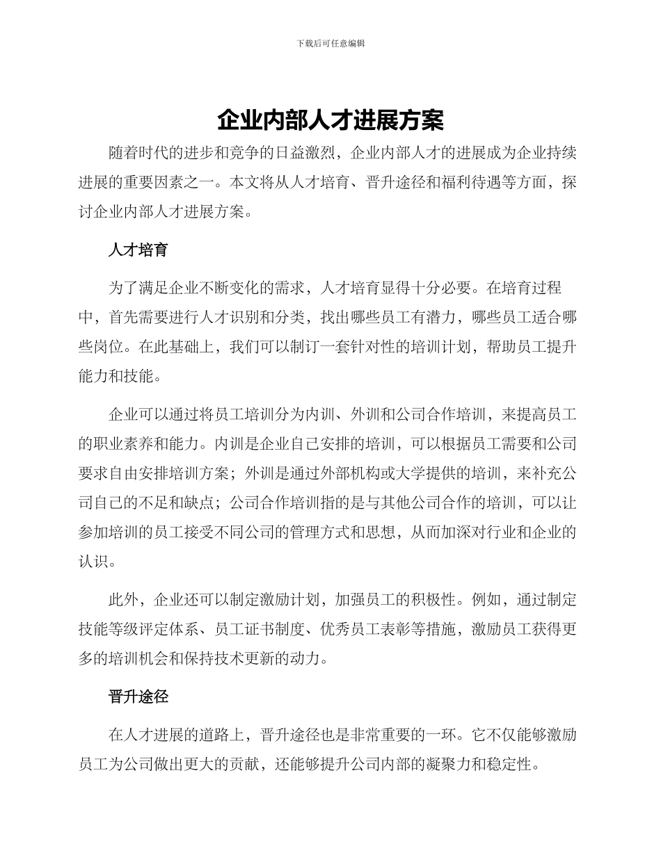 企业内部人才发展方案_第1页