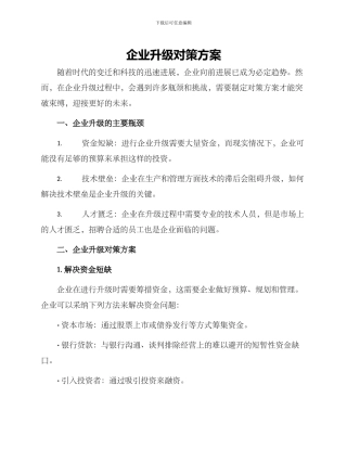 企业升级对策方案