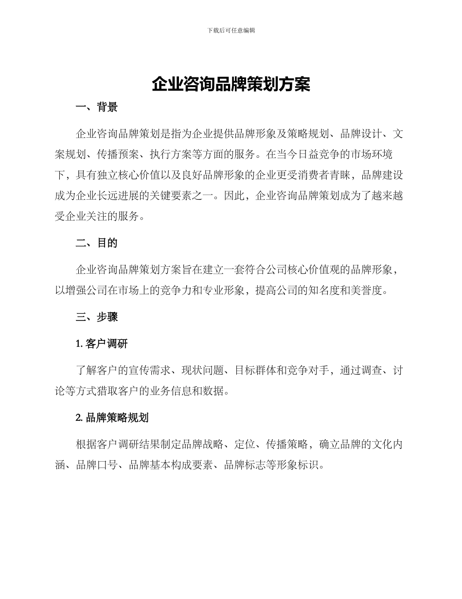 企业咨询品牌策划方案_第1页