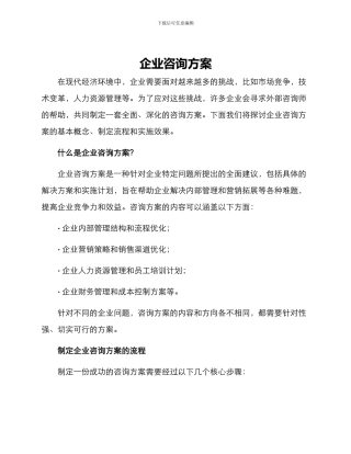 企业咨询方案