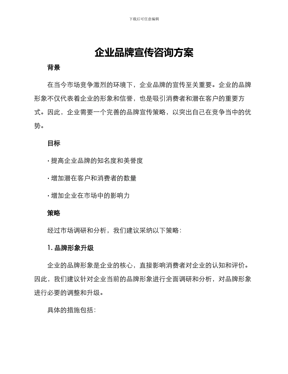 企业品牌宣传咨询方案_第1页