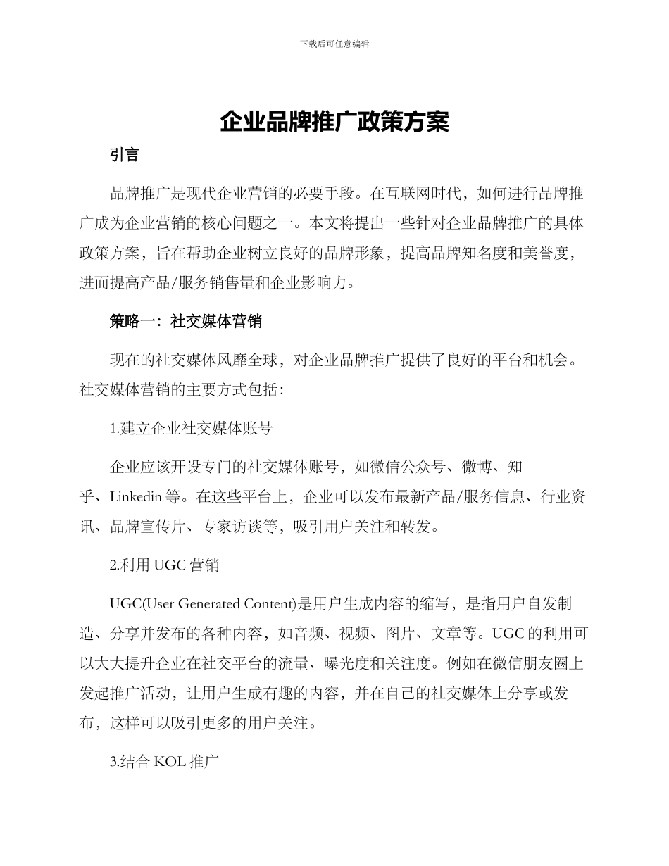企业品牌推广政策方案_第1页