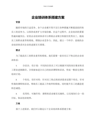企业培训体系搭建方案