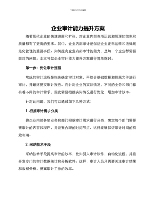 企业审计能力提升方案