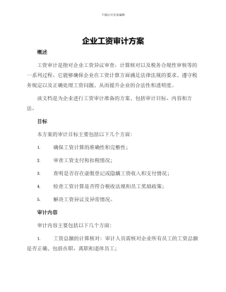 企业工资审计方案