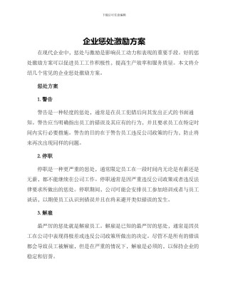 企业惩罚激励方案