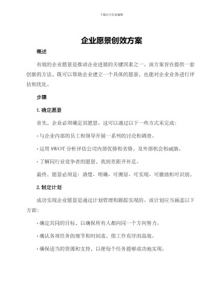 企业愿景创效方案