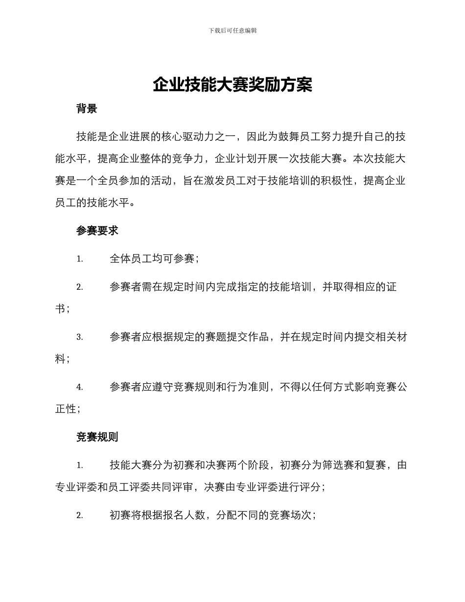 企业技能大赛奖励方案_第1页