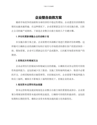 企业整合自救方案