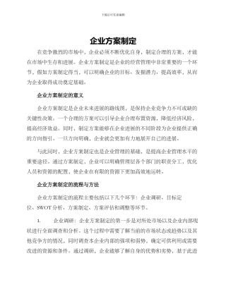 企业方案制定
