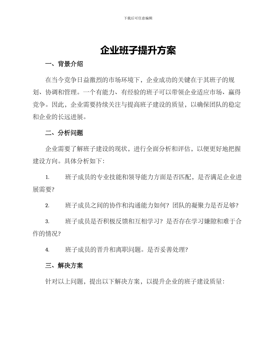 企业班子提升方案_第1页