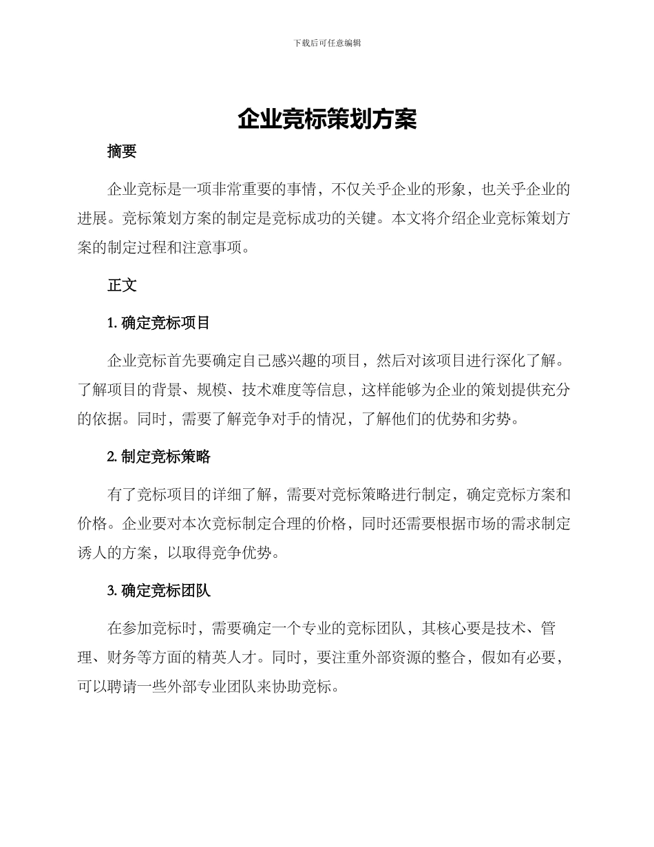 企业竞标策划方案_第1页