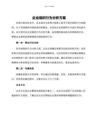 企业组织行为分析方案