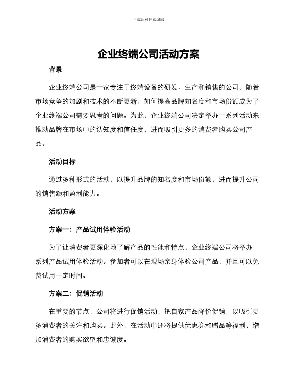 企业终端公司活动方案_第1页