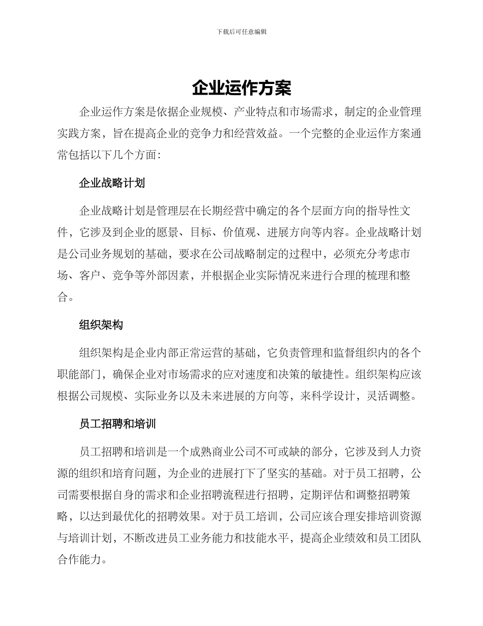 企业运作方案_第1页