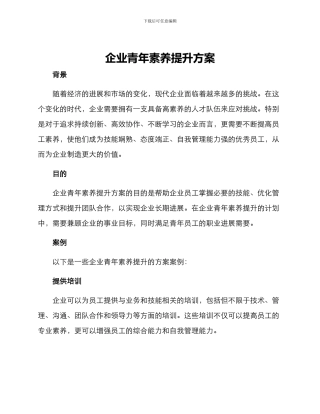 企业青年素质提升方案