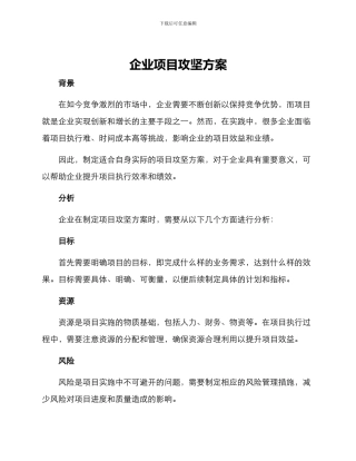 企业项目攻坚方案