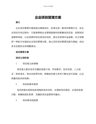 企业项目管理方案