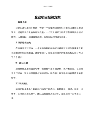 企业项目组织方案