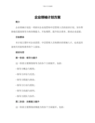 企业领袖计划方案