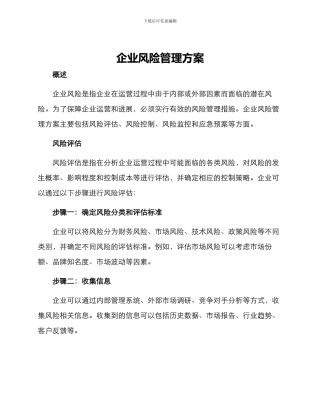 企业风险管理方案