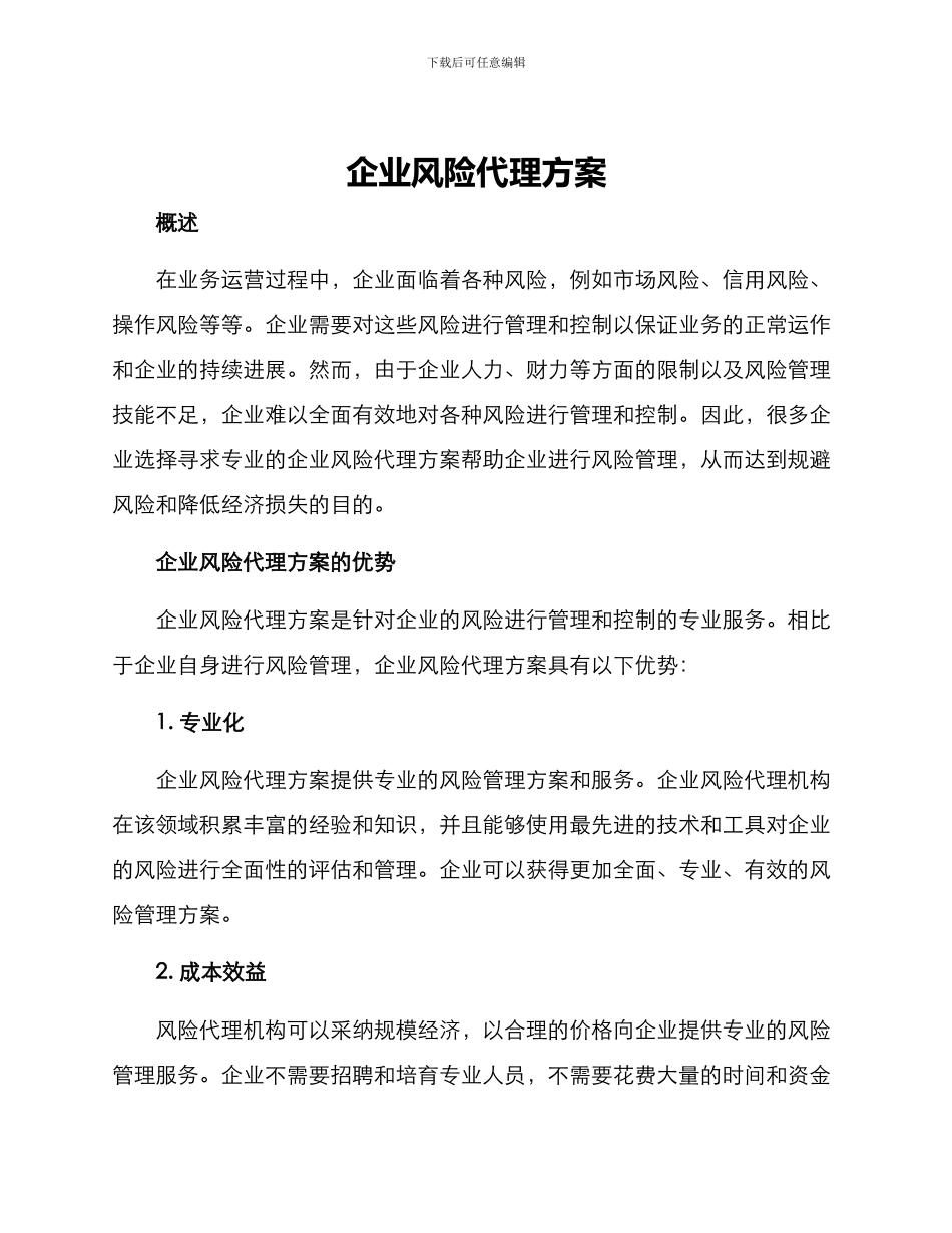 企业风险代理方案_第1页