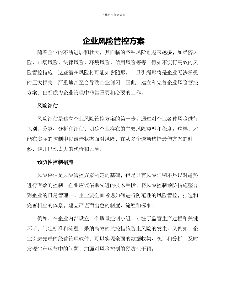企业风险管控方案_第1页