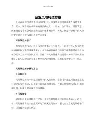 企业风险转型方案