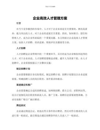 企业高效人才管理方案