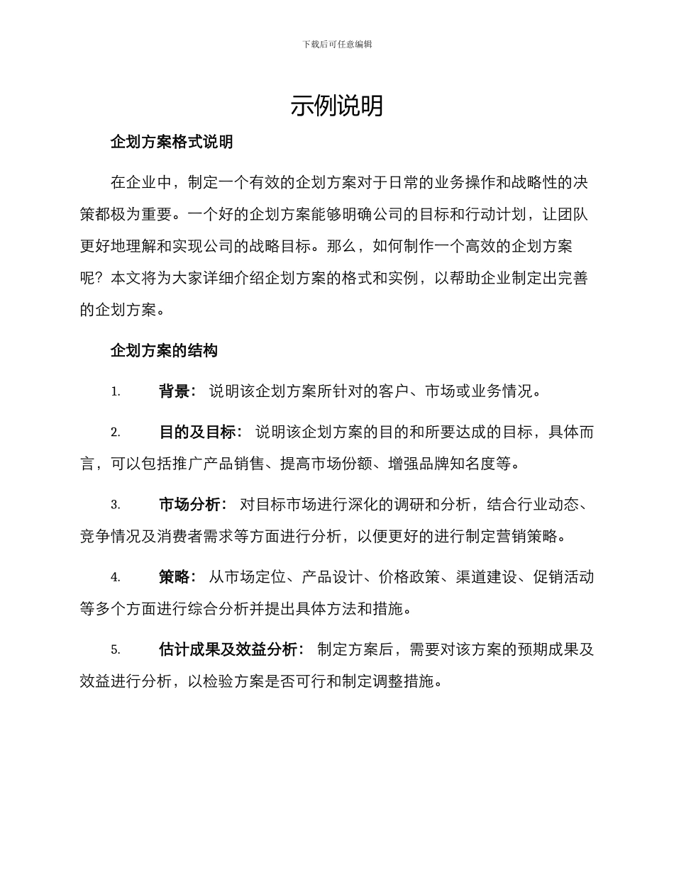 企划方案格式及_第1页