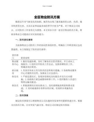 全区物业防汛方案