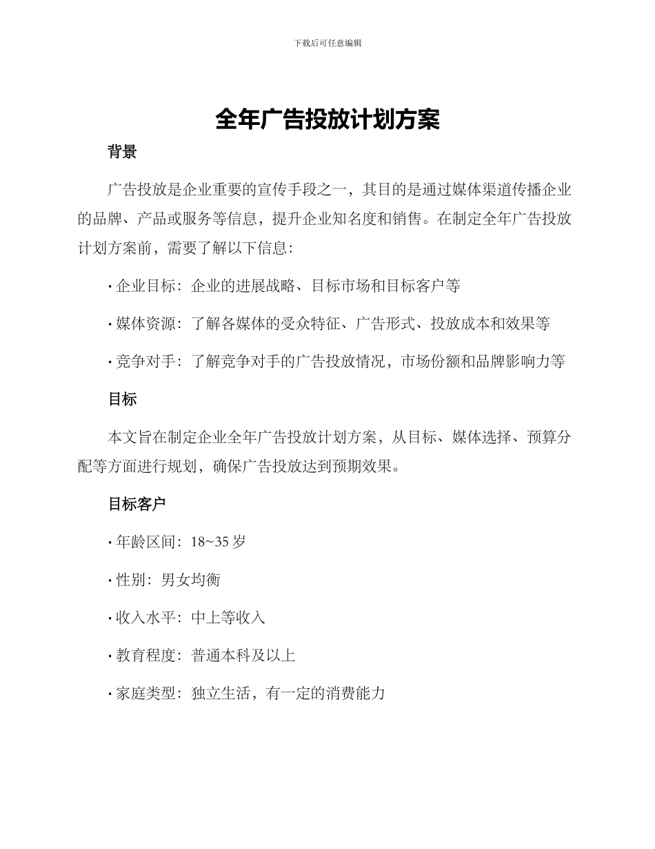 全年广告投放计划方案_第1页