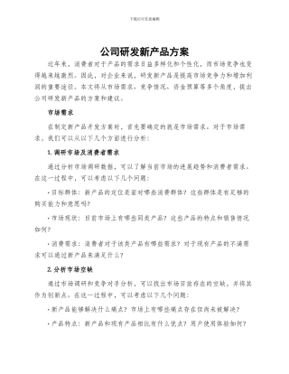 公司研发新产品方案