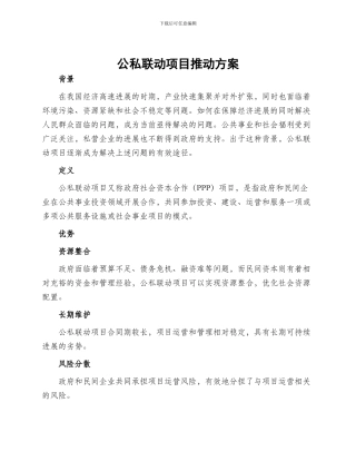公私联动项目推进方案