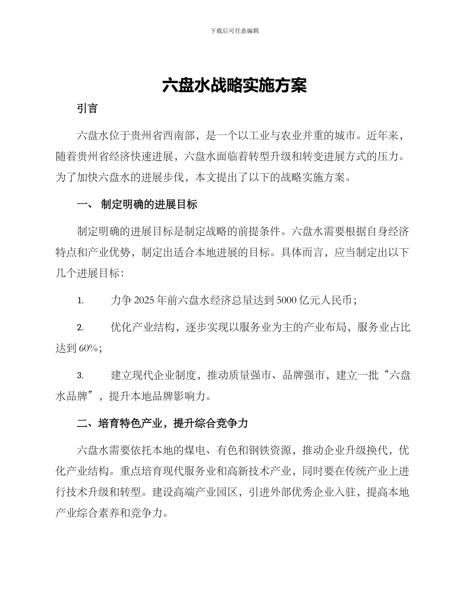 六盘水战略实施方案_第1页
