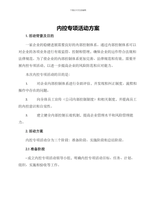 内控专项活动方案
