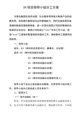 工作领导小组方案
