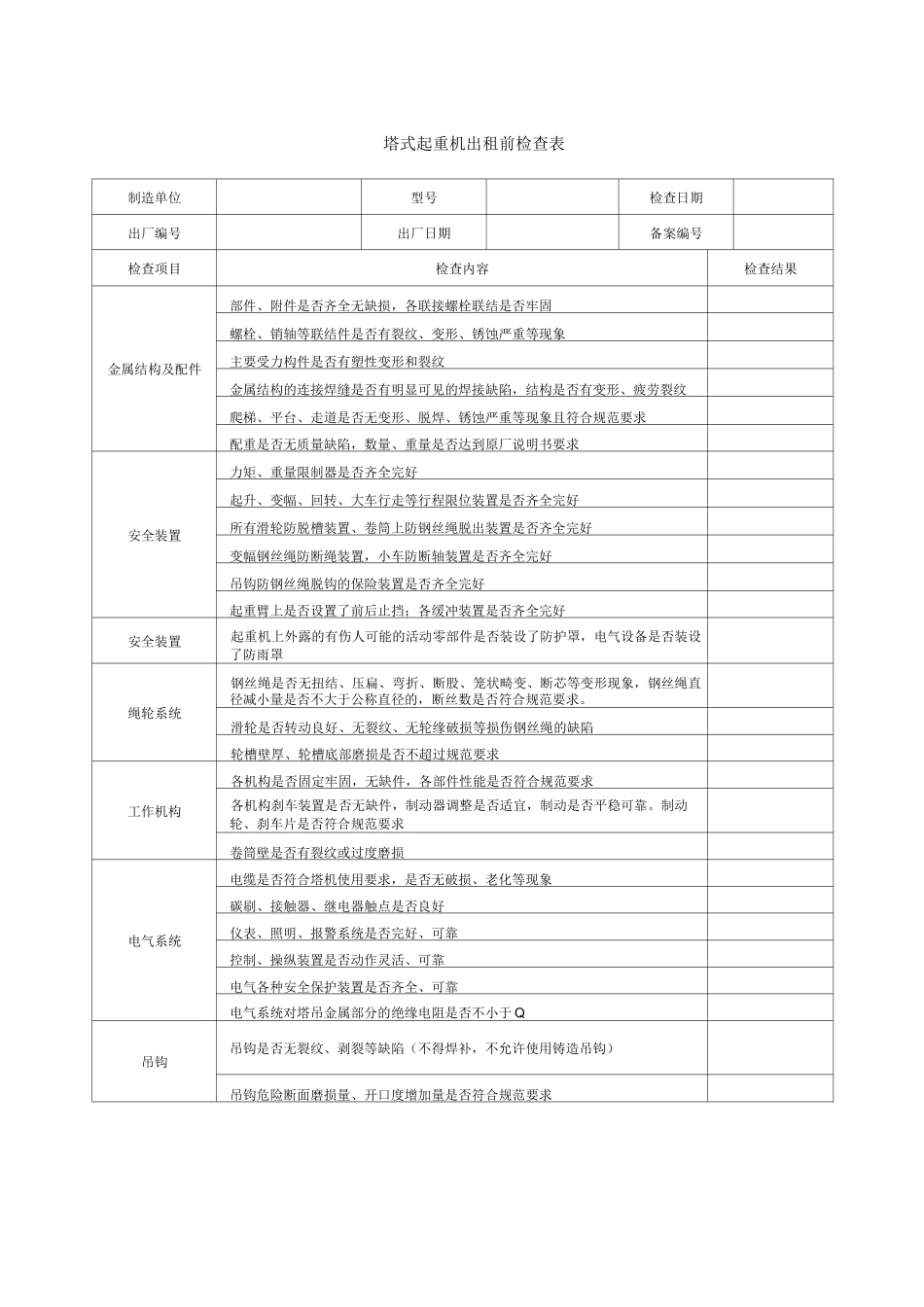 塔式起重机检查表.._第1页