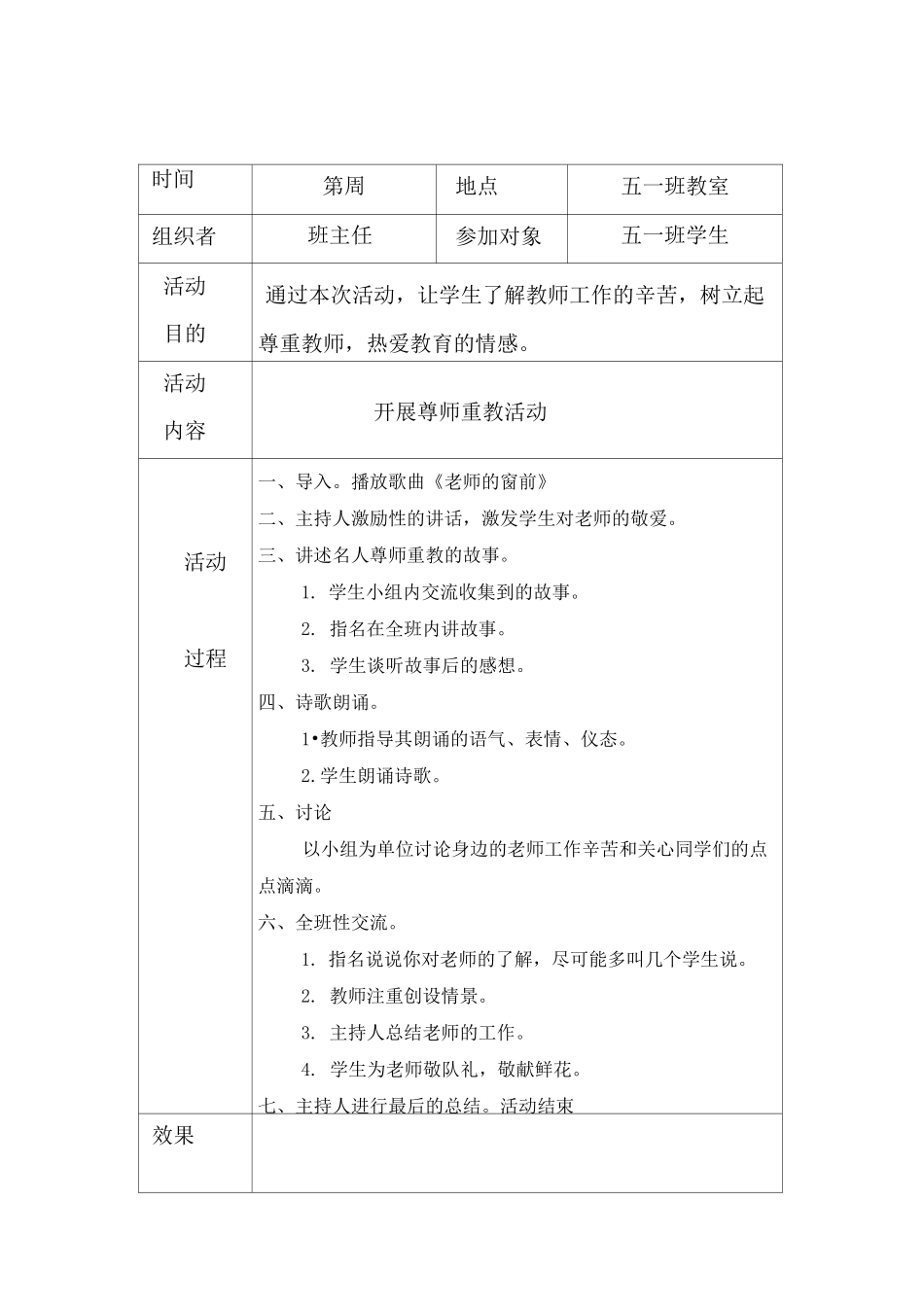 五一班班队活动记录表_第3页
