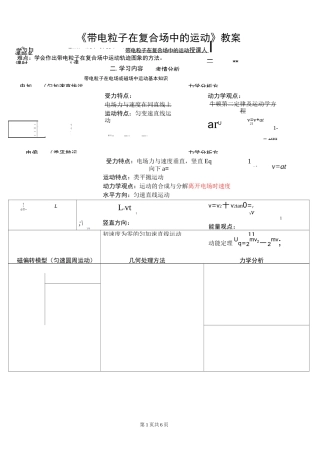 带电粒子在复合场中的运动教案