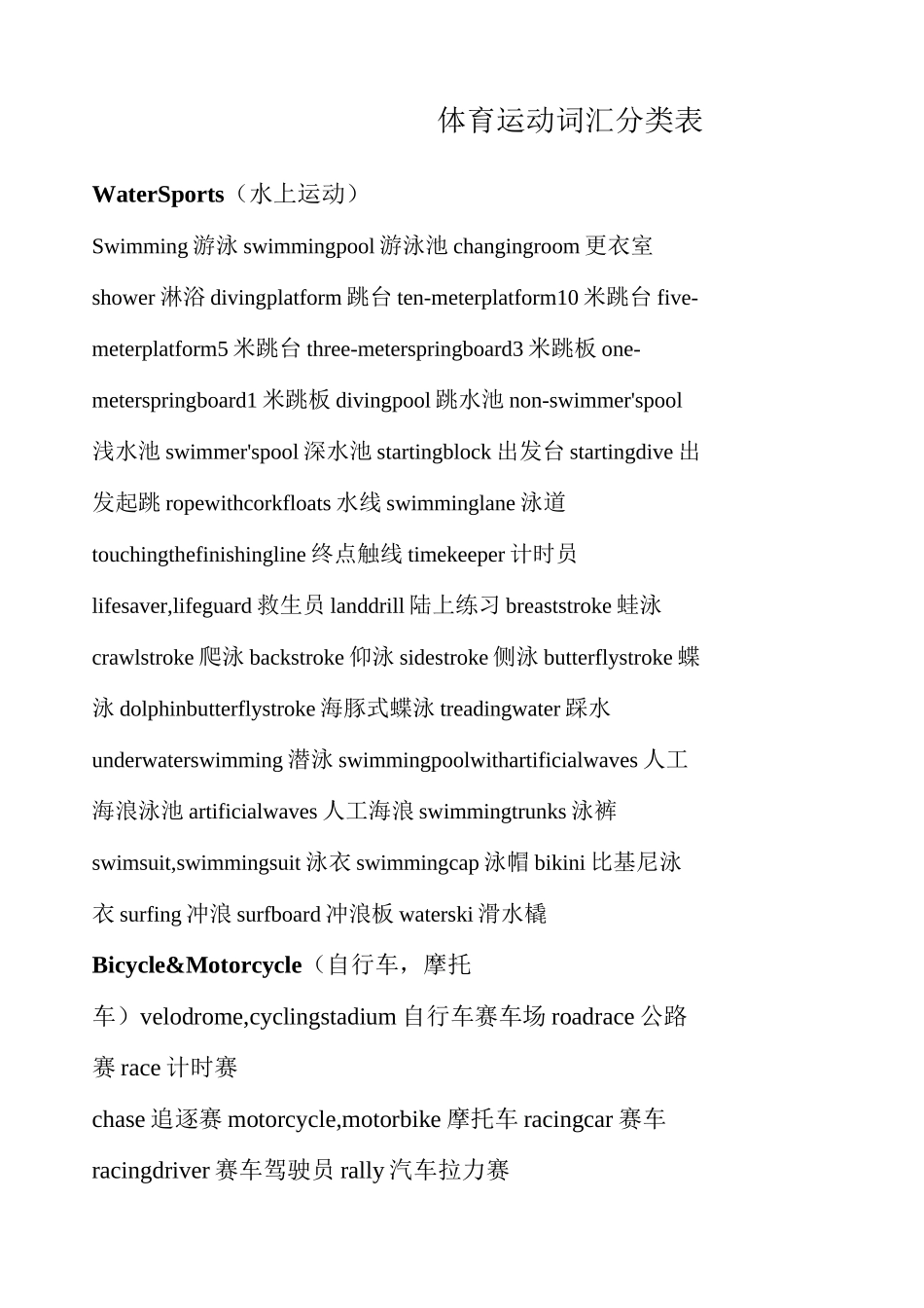 体育运动类词汇表_第1页