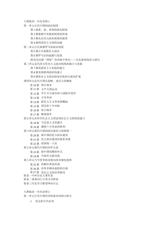 人教版高中历史教材目录